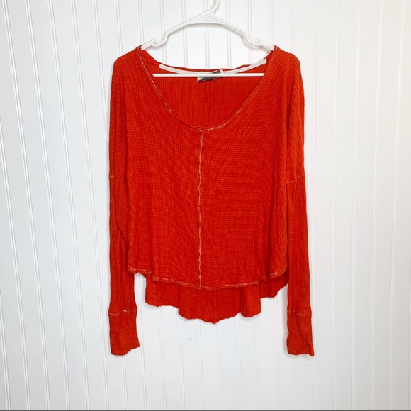 Anthropologie Saturday Sunday Red Waffle Knit Top - Picture 1 of 6